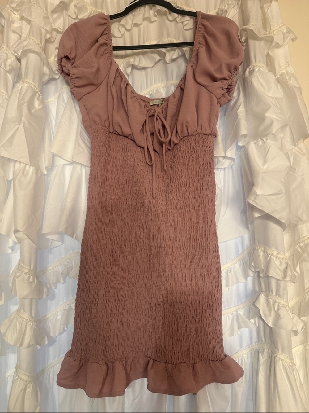 Love Tree Mauve Pink Smocked Mini Dress